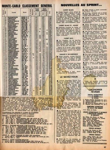classement rallye 1970
