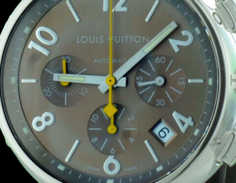 Louis vuitton montre de luxe chrono tambour-gros-plan