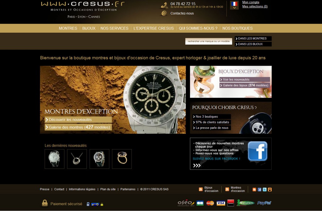 le site Cresus.fr montres de luxe d'occasion