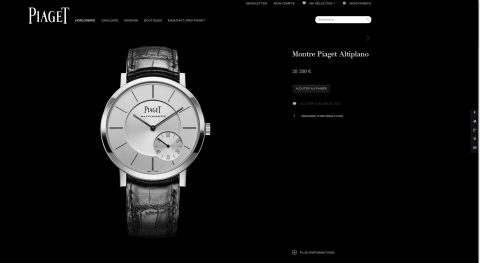 page du site Piaget .fr fiche produit site e commerce luxe et digital copyright piaget