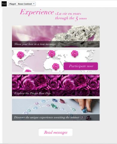 e commerce luxe et digital copyright piaget jeu concours facebook collection la rose