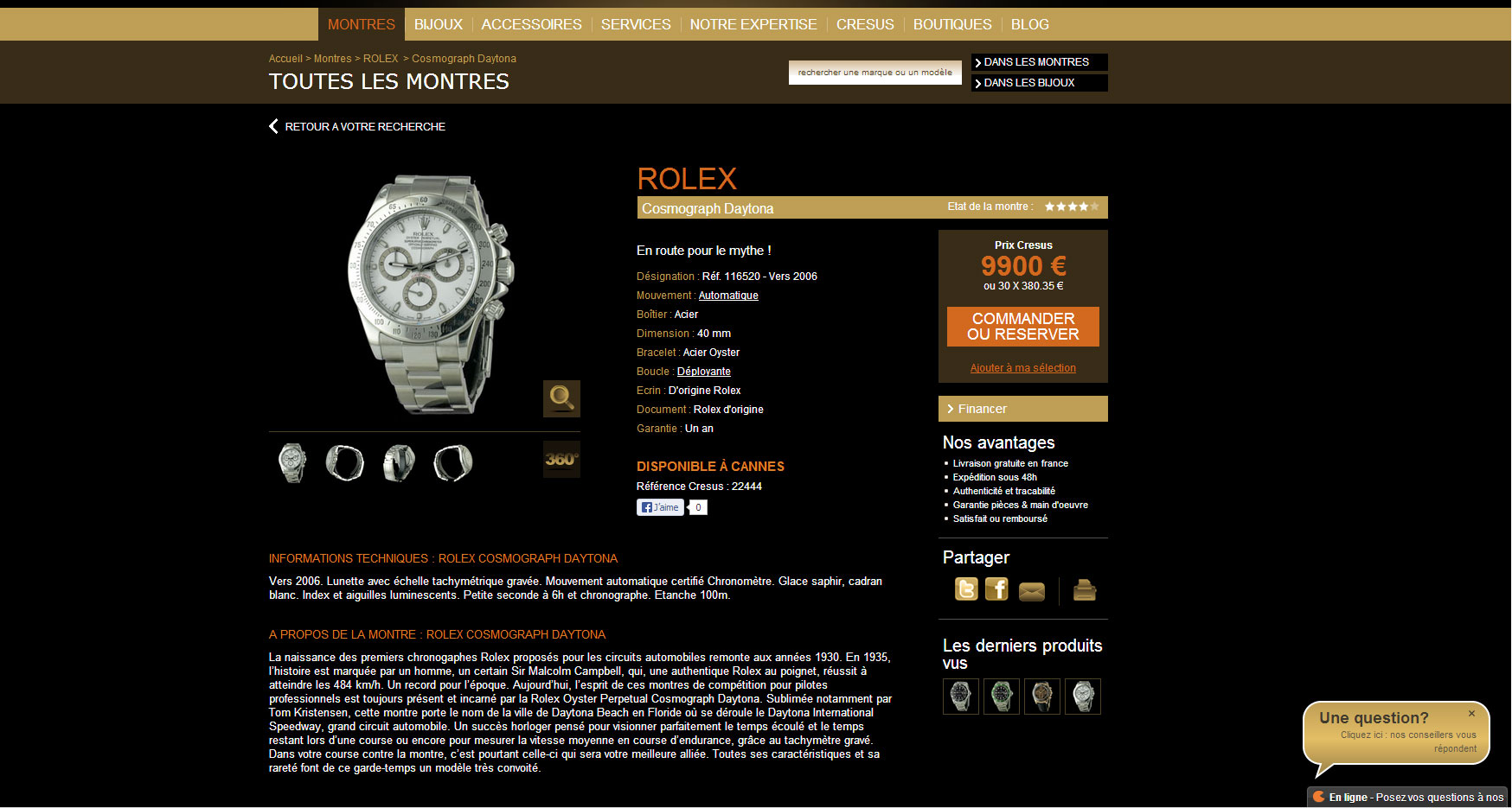 site cresus e commerce luxe digital montres de luxe d'occasion